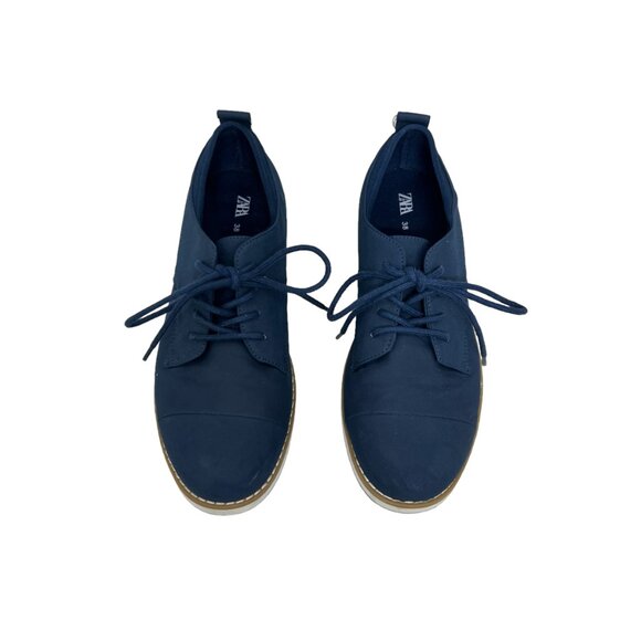 Zara Navy Lace Up Saddle Shoes Boys size 38 / 5 - Picture 2 of 7